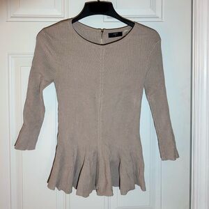 Tahari Ribbed 3/4 Sleeve Peplum Sweater NWT